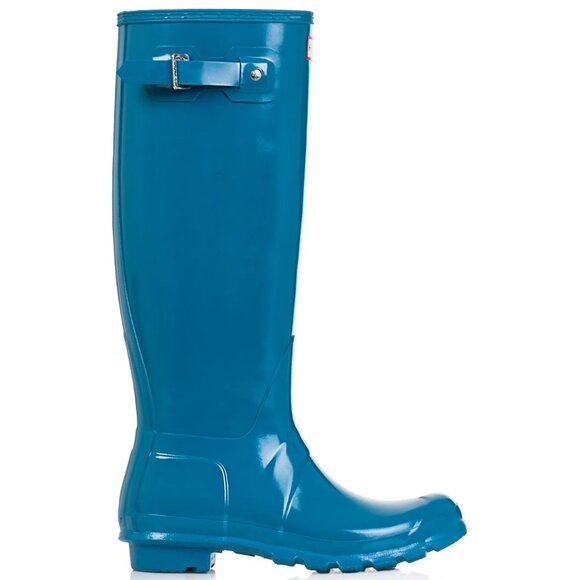 $225 Hunter Original Tall TOUR GLOSS Waterproof Rain SNOW Boot TEAL BLUE 10 (G11 - Picture 1 of 8